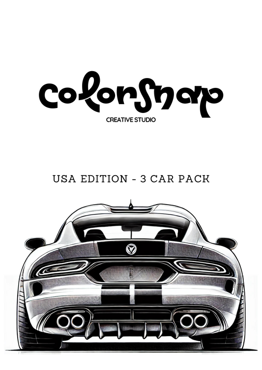 ColorSnap – 3 USA Car Collection | Supercar Coloring Book